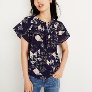 Madewell Smocked Mockneck Top in Patchwork Quilt